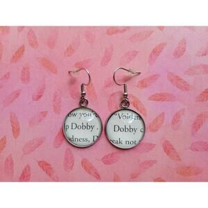 Dobby the Elf pendant earrings made with Harry Potter book pages